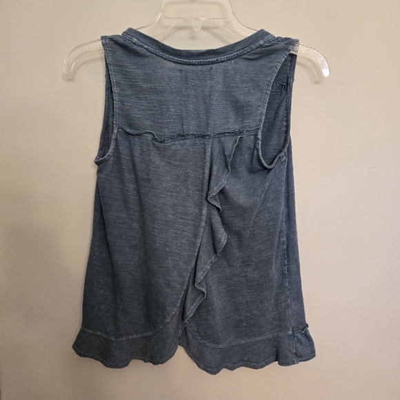 MAEVE Anthro ruffle open back tank top faded blue sleeveless split blouse Sz XS - Picture 3 of 5